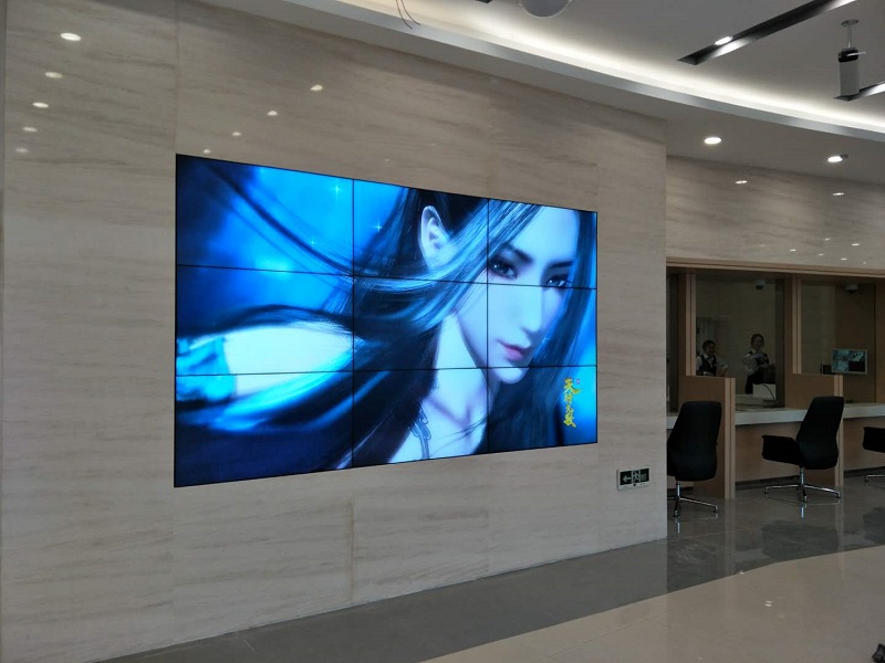 ?南京江寧中國(guó)銀行大廳9連屏拼接46寸3*3拼接墻案例